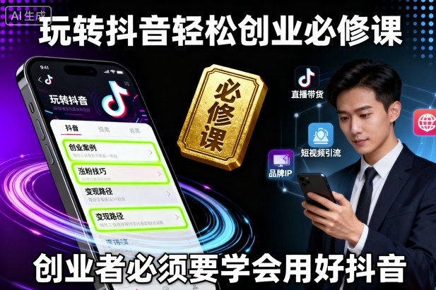 玩转抖音轻松创业必修课,创业者必须要学会用好抖音-咖脉互联