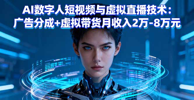 AI数字人短视频与虚拟直播技术:广告分成+虚拟带货月收入2万-8万元-咖脉互联