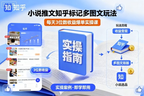 小说推文知乎标记多图文玩法,每天3位数收益爆单实操课-咖脉互联