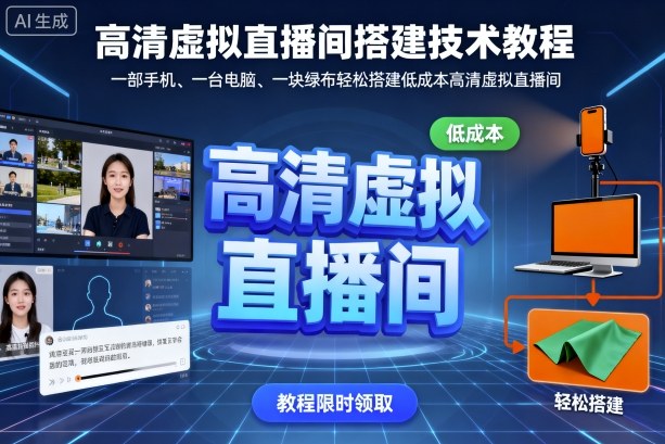 高清虚拟直播间搭建技术教程,一部手机、一台电脑、一块绿布轻松搭建低成本高清虚拟直播间-咖脉互联