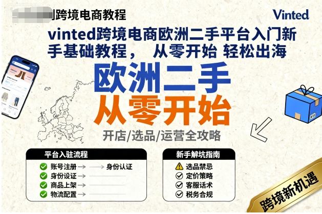 vinted跨境电商欧洲二手平台入门新手基础教程,从零开始轻松出海-咖脉互联