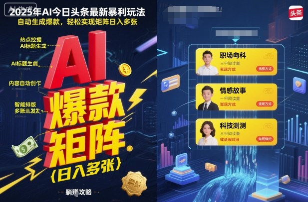 2025年AI今日头条最新暴利玩法,自动生成爆款,轻松实现矩阵日入多张-咖脉互联