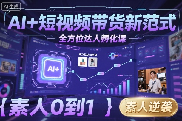 AI+短视频带货新范式全方位达人孵化课,素人也可以从0到1,全方位认知短视频带货-咖脉互联