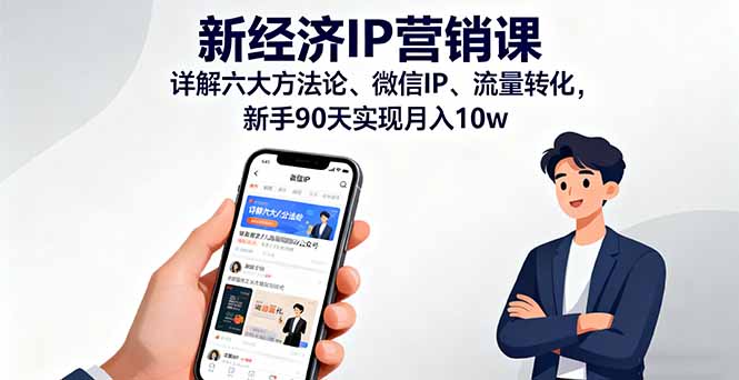 新经济IP营销课:详解六大方法论、微信IP、流量转化,新手90天实现月入10w-咖脉互联