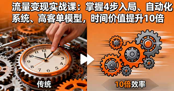 流量变现实战课:掌握4步入局、自动化系统、高客单模型,时间价值提升10倍-咖脉互联