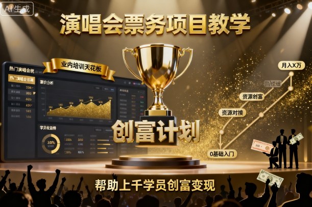 演唱会票务项目教学,业内培训天花板,帮助上千学员创富变现(更新)-咖脉互联