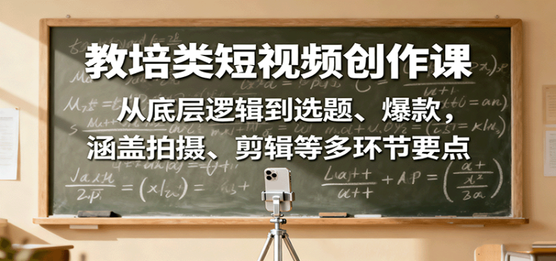 教培类短视频创作课:从底层逻辑到选题、爆款,涵盖拍摄、剪辑等多环节要点-咖脉互联