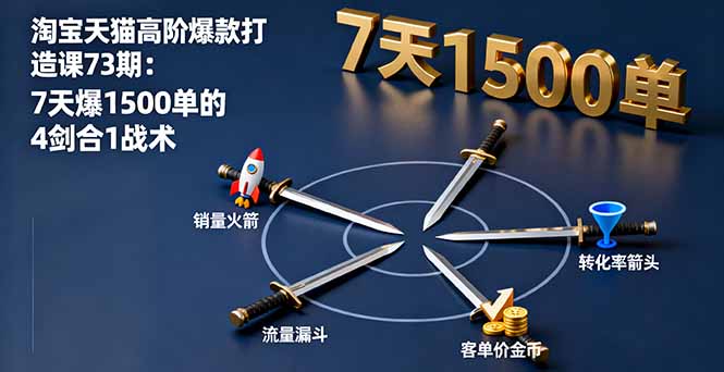 淘宝天猫高阶爆款打造课73期:7天爆1500单的4剑合1战术-咖脉互联