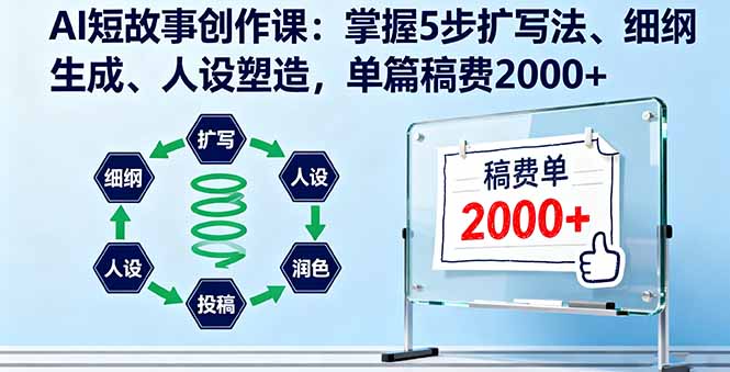 AI短故事创作课:掌握5步扩写法、细纲生成、人设塑造,单篇稿费2000+-咖脉互联