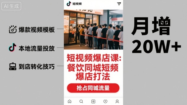 短视频爆店课,餐饮同城短视频爆店打法-咖脉互联
