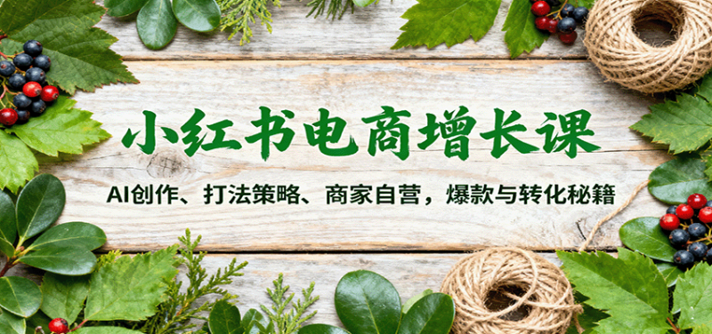 小红书电商增长课:AI创作、打法策略、商家自营,爆款与转化秘籍-咖脉互联