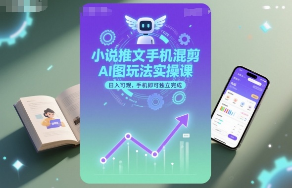 小说推文手机混剪AI图玩法实操课,日入可观,手机即可独立完成-咖脉互联