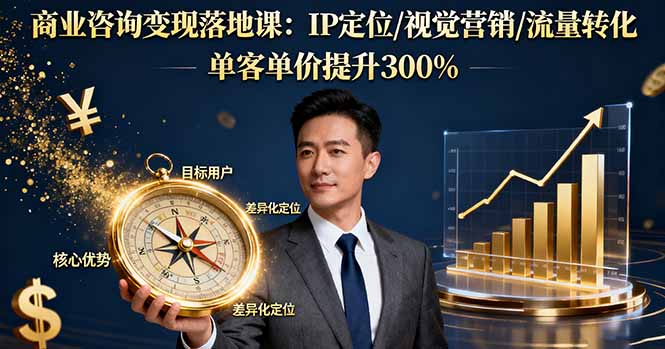 商业咨询变现落地课:IP定位/视觉营销/流量转化,单客单价提升300%-咖脉互联