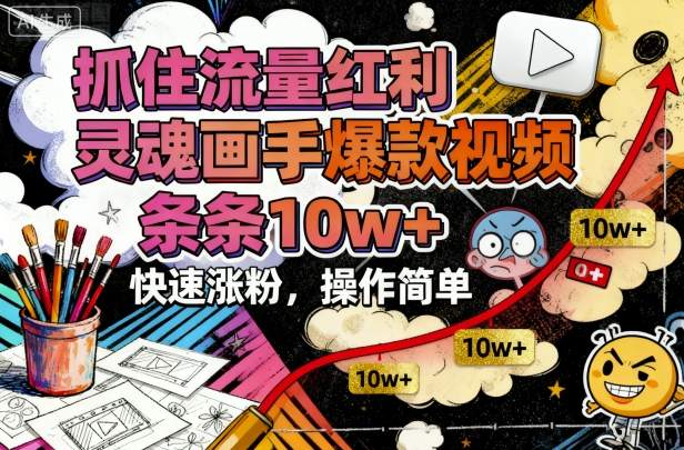 抓住流量红利,灵魂画手爆款视频,条条10w+,快速涨粉,操作简单-咖脉互联