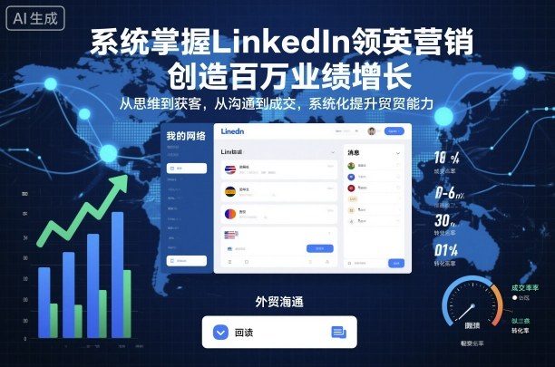 系统掌握LinkedIn领英营销,创造百万业绩增长,从思维到获客,从沟通到成交,系统化提升外贸能力-咖脉互联