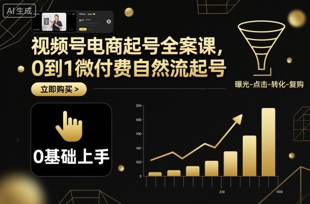 视频号电商起号全案课,0到1微付费自然流起号-咖脉互联