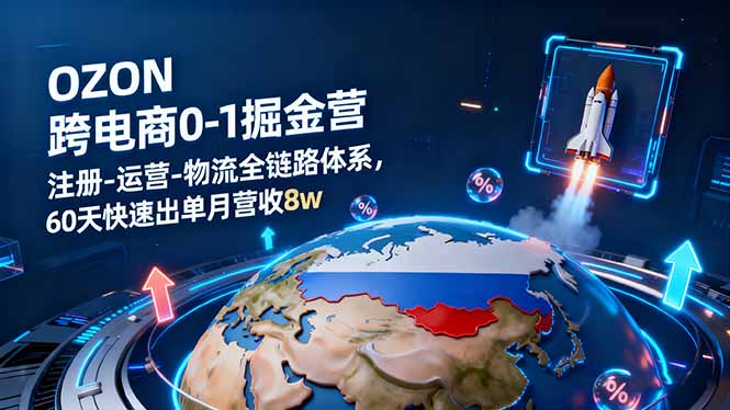 OZON跨境电商0-1掘金营:注册-运营-物流全链路体系,60天快速出单月营收8w-咖脉互联