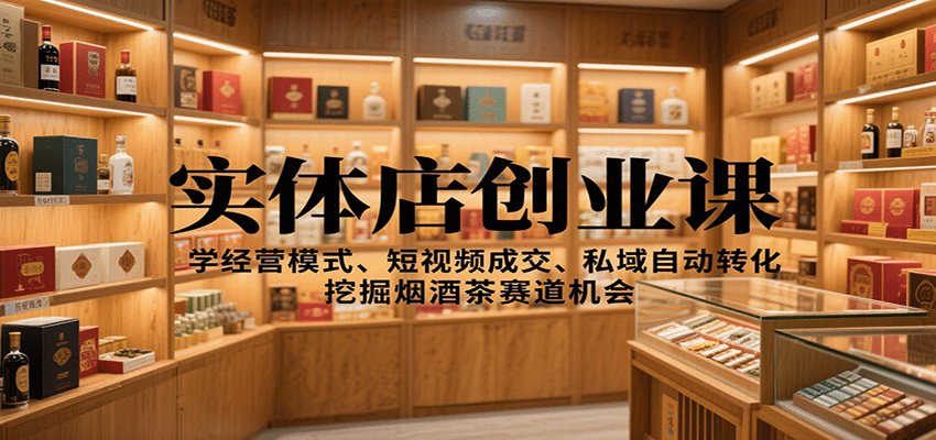 图片[1]-实体店创业课：学经营模式、短视频成交、私域自动转化，挖掘烟酒茶赛道机会-咖脉互联