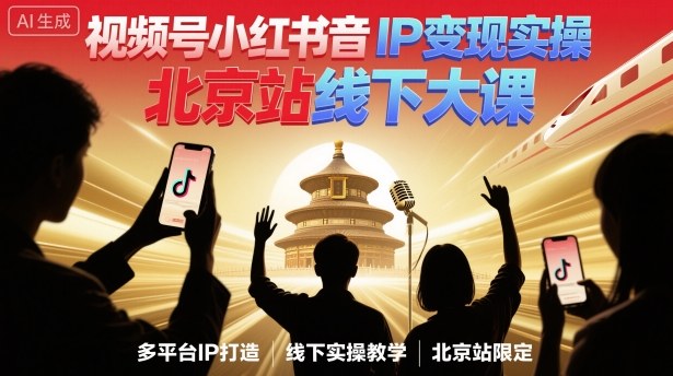 视频号小红书抖音IP变现实操北京站线下大课,40+行业短视频高变现姿势,100+IP高变现实操技术-咖脉互联