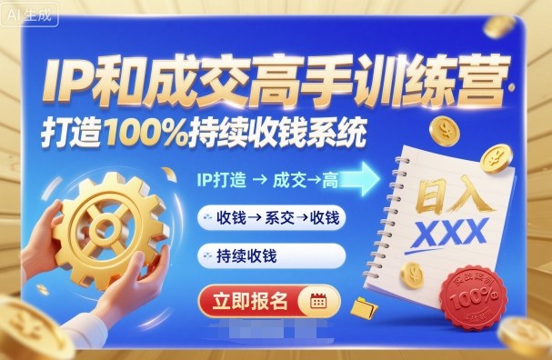 带你成为IP和成交高手的训练营,打造100%持续收钱系统-咖脉互联