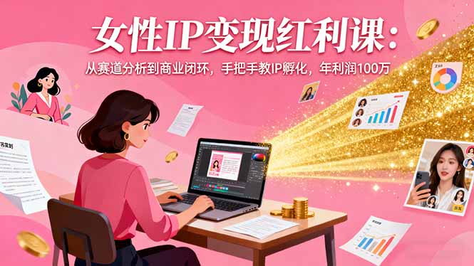 女性IP变现红利课:从赛道分析到商业闭环,手把手教IP孵化,年利润100万-咖脉互联