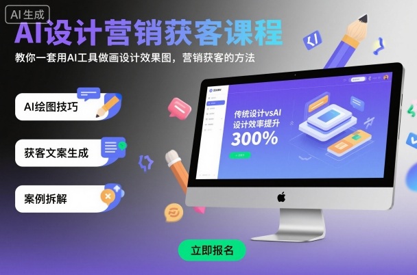 AI设计营销获客课程,教你一套用AI工具做画设计效果图,营销获客的方法-咖脉互联