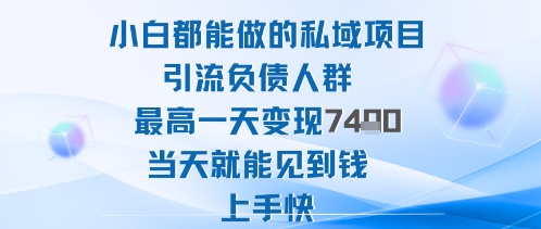 2025年小白都能做的私域项目引流负债人群最高一天变现1k+高变现难度低当天就能见到钱上手快-咖脉互联
