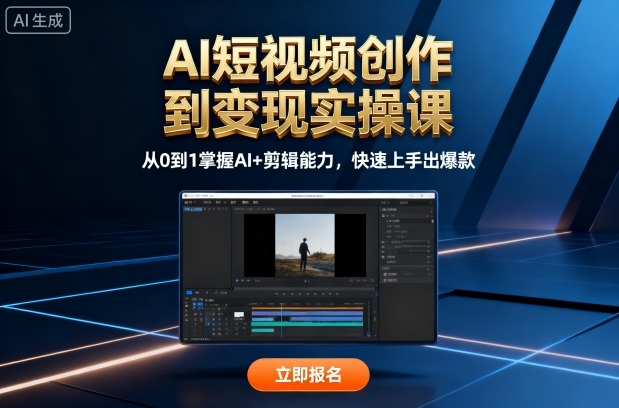 AI短视频创作到变现实操课,从0到1掌握AI+剪辑能力,快速上手出爆款(更新10月)-咖脉互联