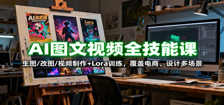 图片[1]-AI图文视频全技能课：生图/改图/视频制作+Lora训练，覆盖电商 、设计多场景-咖脉互联