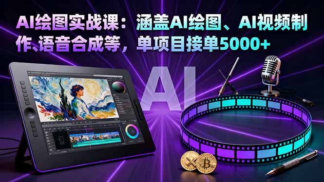 AI绘图实战课:涵盖AI绘图、AI视频制作、语音合成等,单项目接单5000+-咖脉互联