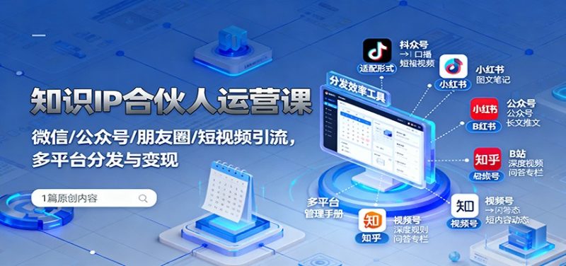 知识IP合伙人运营课:微信/公众号/朋友圈/短视频引流,多平台分发与变现-咖脉互联