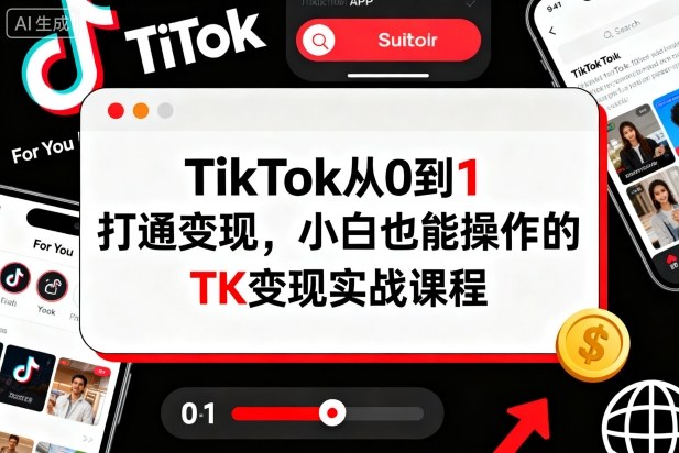 TikTok从0到1打通变现,小白也能操作的TK变现实战课程-咖脉互联