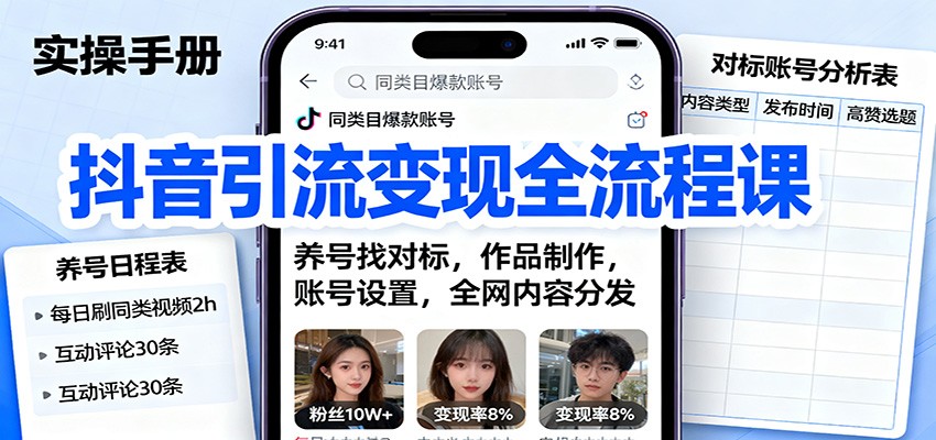 图片[1]-抖音引流变现全流程课：养号找对标，作品制作，账号设置，全网内容分发-咖脉互联