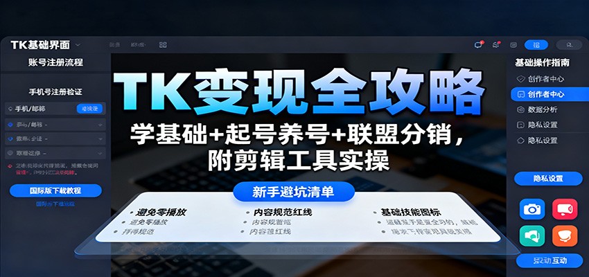 图片[1]-TK变现全攻略：学基础+起号养号+联盟分销，附剪辑工具实操-咖脉互联