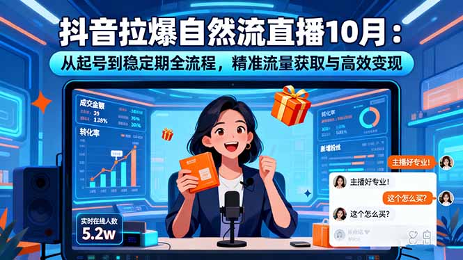 抖音拉爆自然流直播10月:从起号到稳定期全流程,精准流量获取与高效变现-咖脉互联