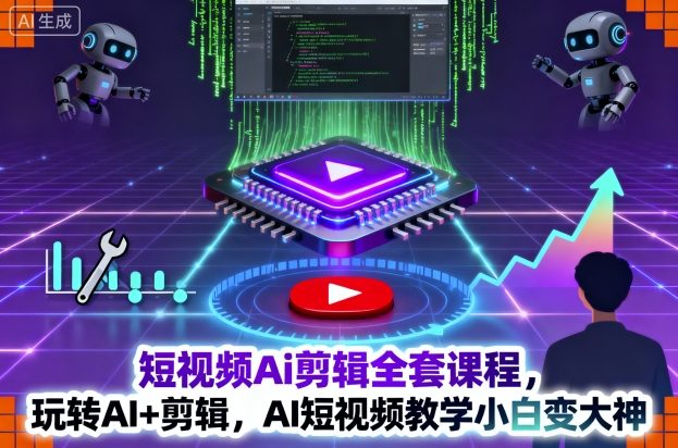 短视频Ai剪辑全套课程,玩转AI+剪辑,AI短视频教学小白变大神-咖脉互联