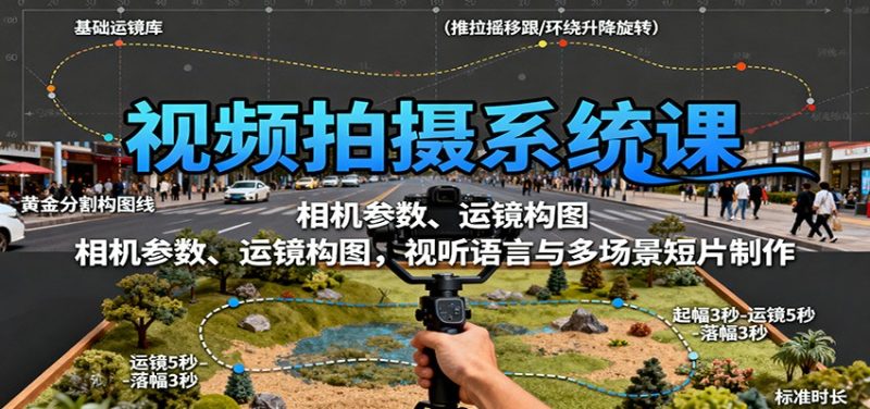 视频拍摄系统课：相机参数、运镜构图，视听语言与多场景短片制作-咖脉互联