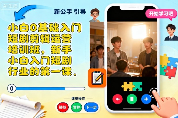 小白0基础入门短剧剪辑运营培训班,新手小白入门短剧行业的第一课-咖脉互联