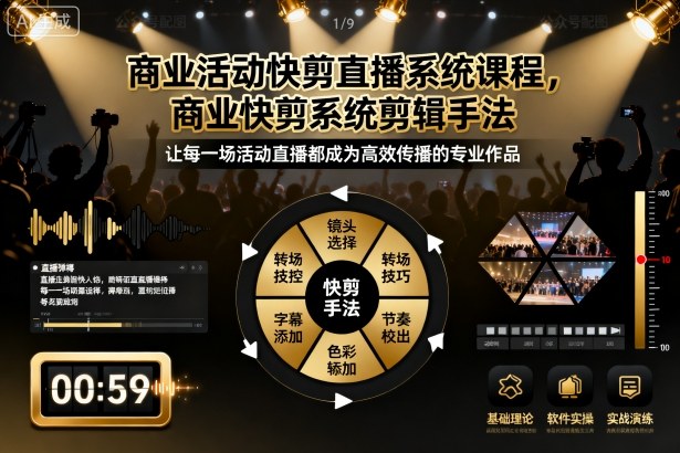 商业活动快剪直播系统课程,商业快剪系统剪辑手法-咖脉互联