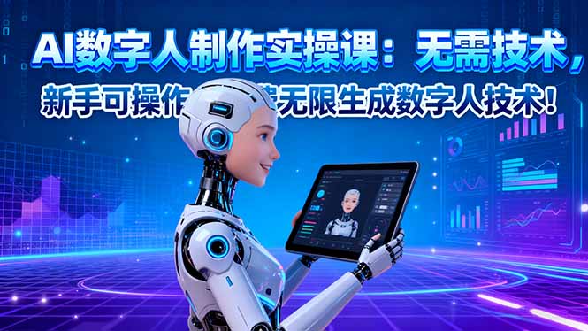 AI数字人制作实操课:无需技术,新手可操作,免费无限生成数字人技术!-咖脉互联