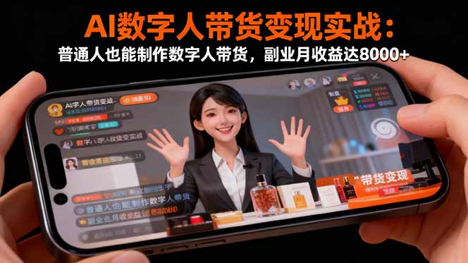 AI数字人带货变现实战:普通人也能制作数字人带货,副业月收益达8000+-咖脉互联
