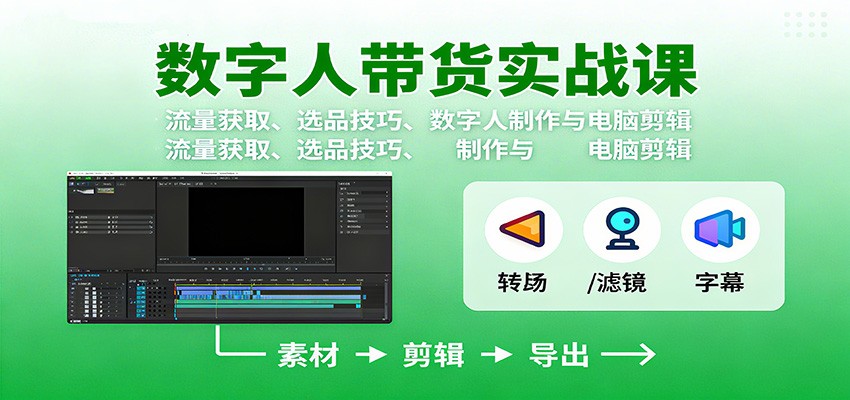 图片[1]-数字人变现实战课：流量获取、选品技巧、数字人制作与电脑剪辑-咖脉互联