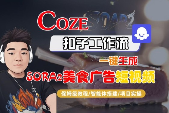 Coze扣子智能体工作流一键生成“SORA2美食广告“短视频，全流程保姆级教学-咖脉互联