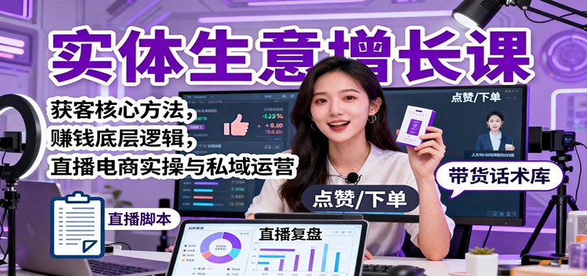图片[1]-实体生意增长课：获客核心方法，赚钱底层逻辑，直播电商实操与私域运营-咖脉互联