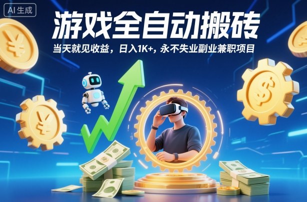 游戏全自动搬砖，当天就见收益，日入1K+，永不失业副业兼职项目【揭秘】-咖脉互联