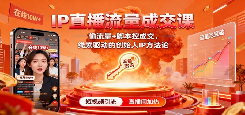 IP直播流量成交课：偷流量+脚本控成交，线索驱动的创始人IP方法论-咖脉互联