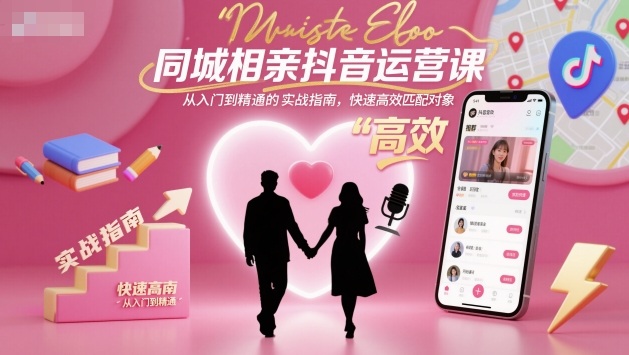 同城相亲抖音运营课，从入门到精通的实战指南，快速高效匹配对象-咖脉互联