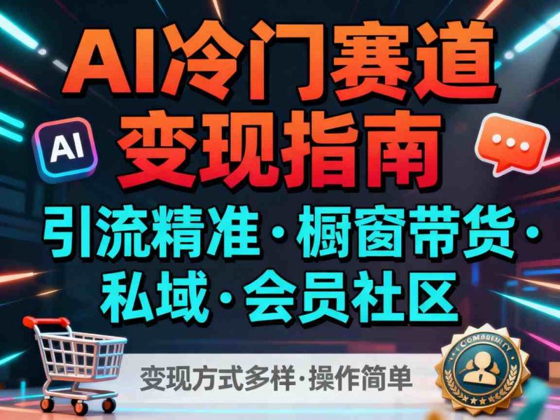 AI冷门赛道，引流精准，橱窗带货+私域+会员社区，变现方式多样，操作简单-咖脉互联