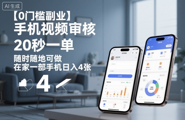 【0门槛副业】手机视频审核，20秒一单，随时随地可做，在家一部手机日入4张【揭秘】-咖脉互联