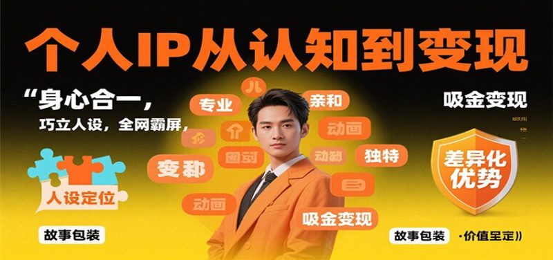 个人IP从认知到变现，身心合一，巧立人设，全网霸屏，吸金变现-咖脉互联